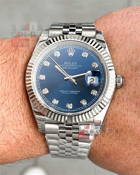 blue mens rolex diamonds|Rolex datejust 41 diamond bezel.